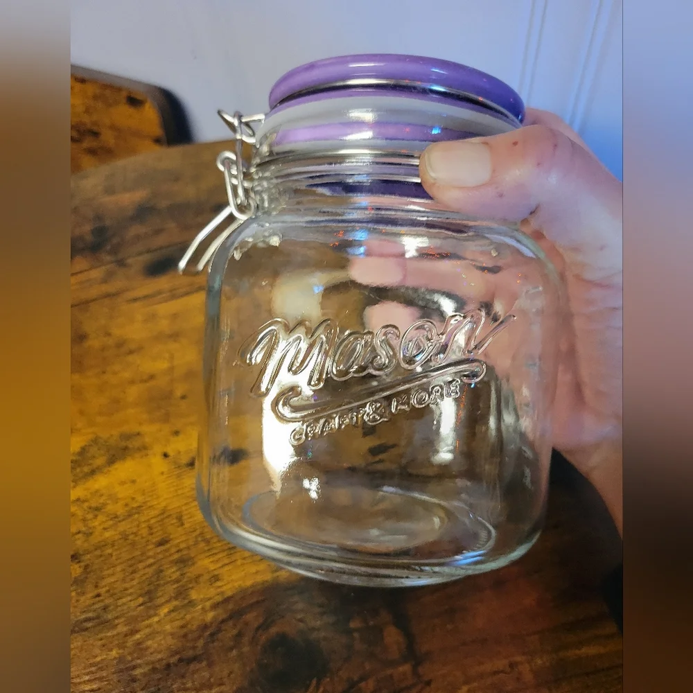 Halloween Mason jar with ceramic pumkin latching lid